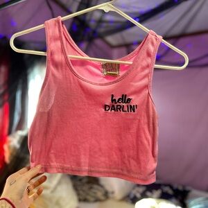 Size (S) Pink crop top “Hello Darlin’”